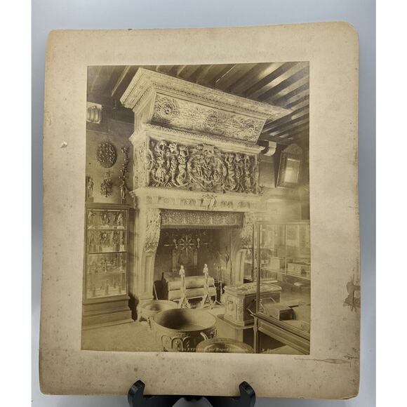 Picture Antique Musee De Cluny Fireplace Paris France Unframed Matte 1892 - Picture 1 of 5